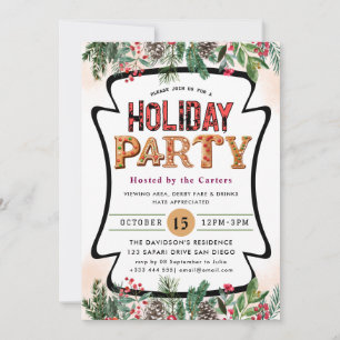 Convites Winter Floral Berries Holiday Party