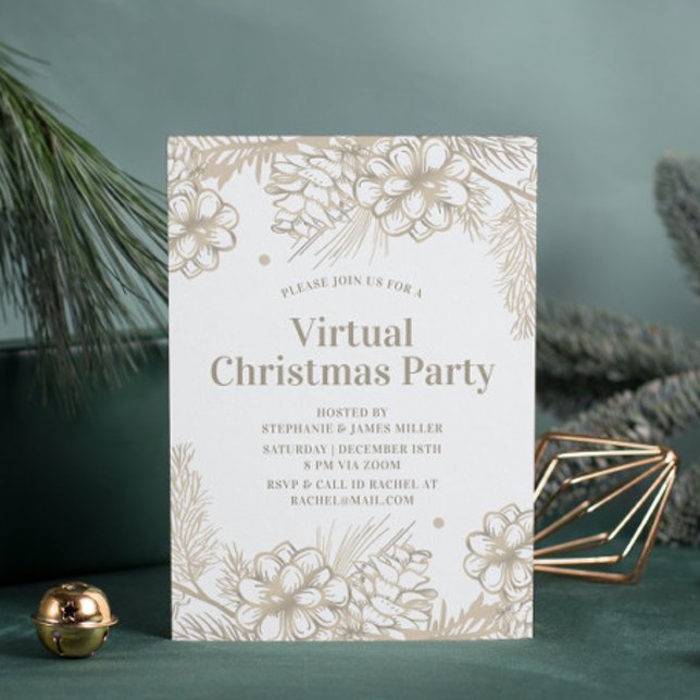 Convites Winter Floral Virtual Christmas Party Online (Criador carregado)