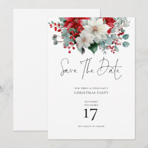 Convites Winter Florals Poinsettia Christmas Save Date (Sal