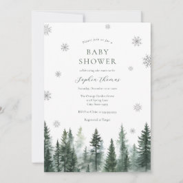 Convites Winter Forest Baby Shower Invitation
