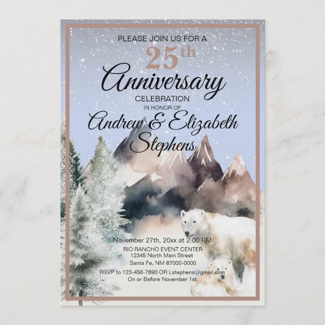 Convites Winter Forest Watercolor Anniversary Invitation (Frente)