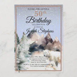 Convites Winter Forest Watercolor Birthday Invitation