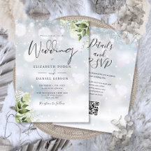 Winter Greenery Floral Código QR Casamento