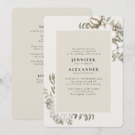 Convites Winter Greenery Floral Cream RSVP Código QR Casame