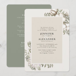 Convites Winter Greenery Floral Green RSVP Código QR Casame