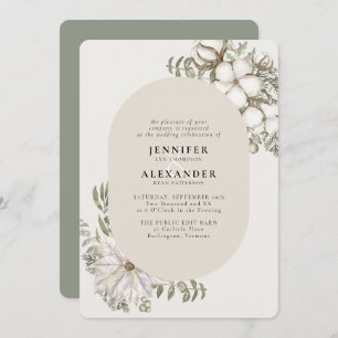 Convites Winter Greenery Floral Oval Wedding