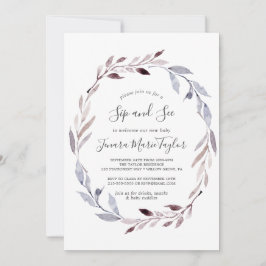 Convites Winter Greenery Wreath Sip and See