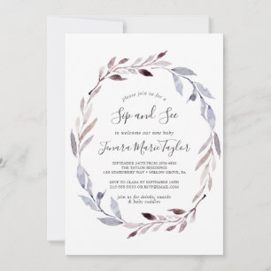 Convites Winter Greenery Wreath Sip and See