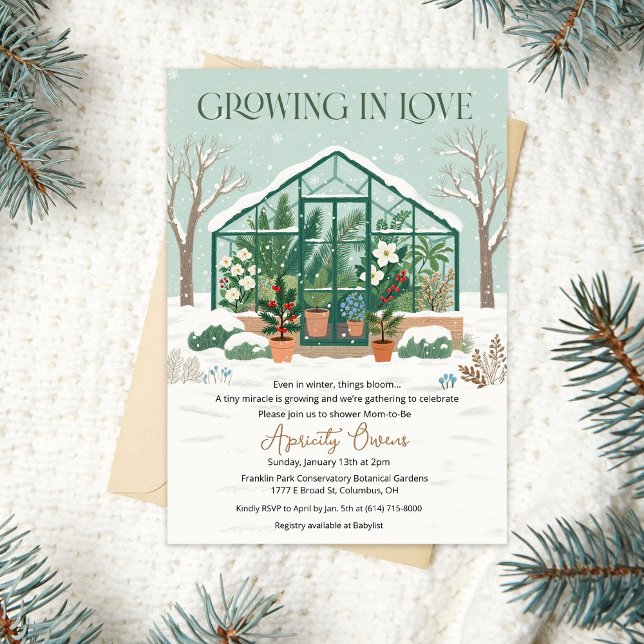 Convites Winter Greenhouse Baby Shower Invitation (Criador carregado)