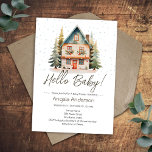 Convites Winter Hello Baby Christmas Cotage Chá de fraldas<br><div class="desc">Winter Watercolor Hello Baby Forest Christmas Cottage temed chá de fraldas. Disponível como um download digital imprimível. Excelente para a temporada de inverno. Vamos constrói algo exclusivo para a sua festa de chá de fraldas! Descarregamento personalizado,  personalizado,  editável,  aquarela,  inverno,  bagas,  florestas,  Natal,  cabana,  chalé,  feriado doméstico. ilustração química</div>