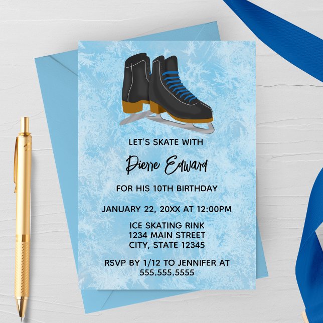 Convites Winter Ice Skates Birthday Invitation (Criador carregado)