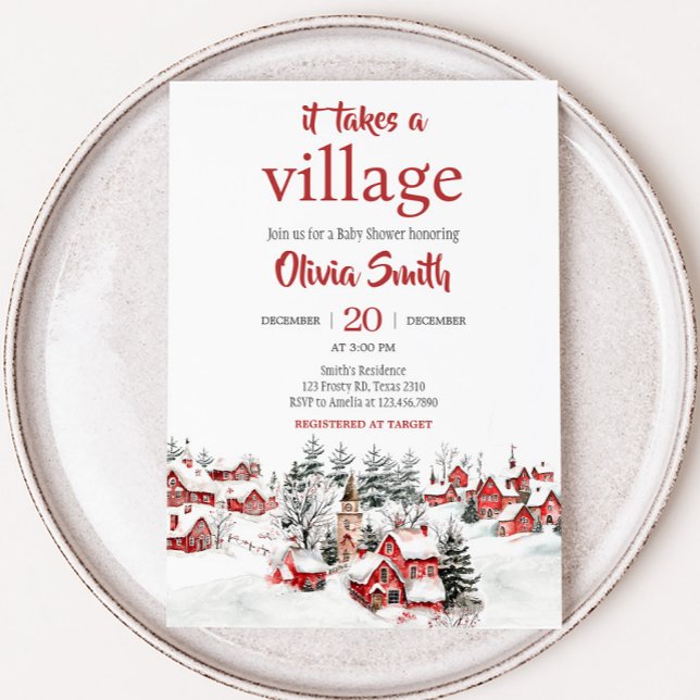 Convites Winter It take a village Chá de fraldas (It Take a Village Baby Shower Invitation)