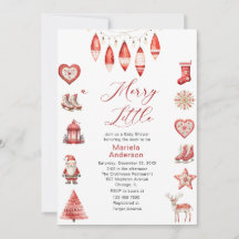 Winter Merry Christmas Watercolor Chá de fraldas-