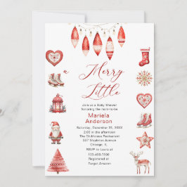 Convites Winter Merry Christmas Watercolor Chá de fraldas-