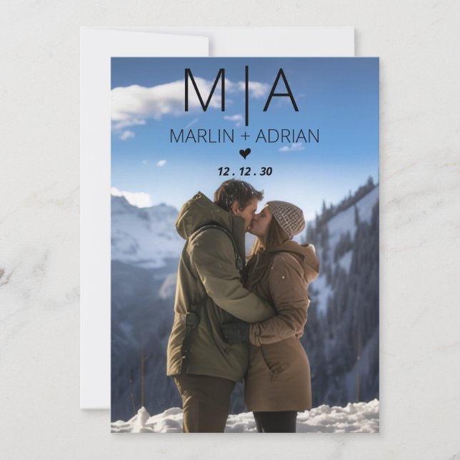 Convites Winter Mountain Wedding Invitation (Frente)