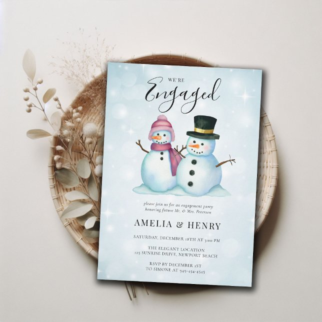 Convites Winter Mr Snowman Funny Cute Festa de noivado (winter engagement party mr mrs snowman funny cute invitation casual relaxed coed invitation)