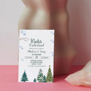 Convites Winter onderland Snowflake Obrigado Aniversário