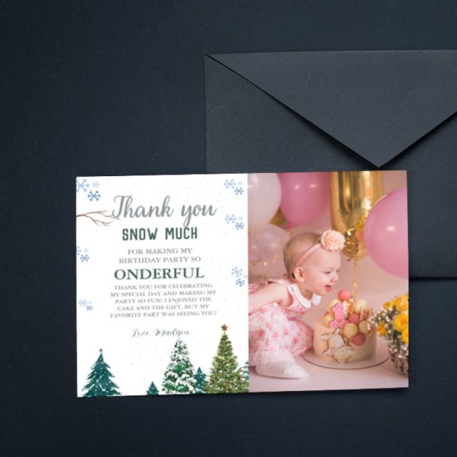 Convites Winter onderland Snowflake Obrigado Aniversário (Criador carregado)