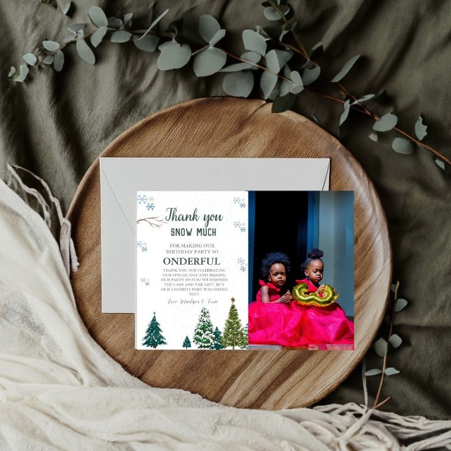 Convites Winter onderland Snowflake Obrigado Aniversário (Criador carregado)