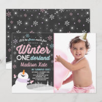 Winter ONE Derland Birthday Invitation Snowman Pin