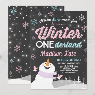 Convites Winter ONE Derland Birthday Invitation Snowman Pin