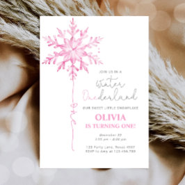 Convites Winter ONE derland Snowflake Girl Primeiro Anivers