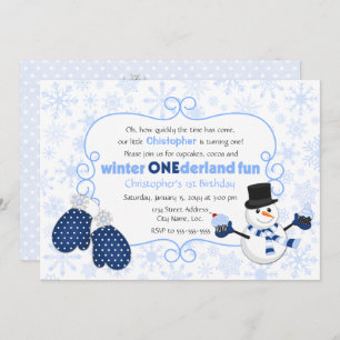 Convites Winter ONE derland Snowman Birthday