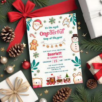 Convites Winter Onederful Gingerbread Cookie 1st Birthday