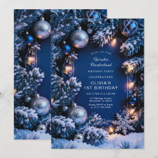 Convites Winter ONEderland 1st Birthday Invitation Editable