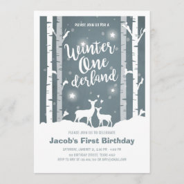 Convites Winter Onederland Aniversário convida Deer Birch T