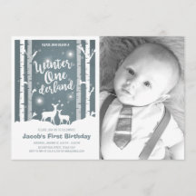 Winter Onederland Aniversário convida Deer Birch T