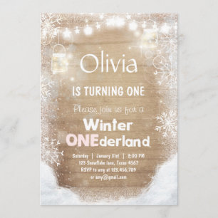 Convites Winter Onederland aniversario convidar Snow rosa R