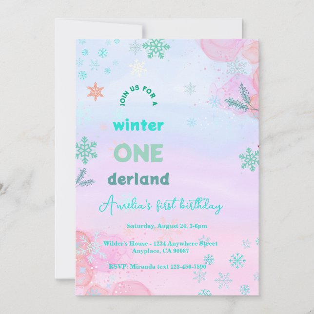 Convites Winter Onederland Birthday (Frente)