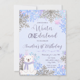 Convites Winter Onederland Birthday Invitation
