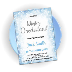 Convites Winter Onederland Birthday Invoca Nuvem Azul
