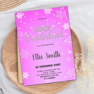 Convites Winter ONEderland Birthday Invtions Ouro Rosa