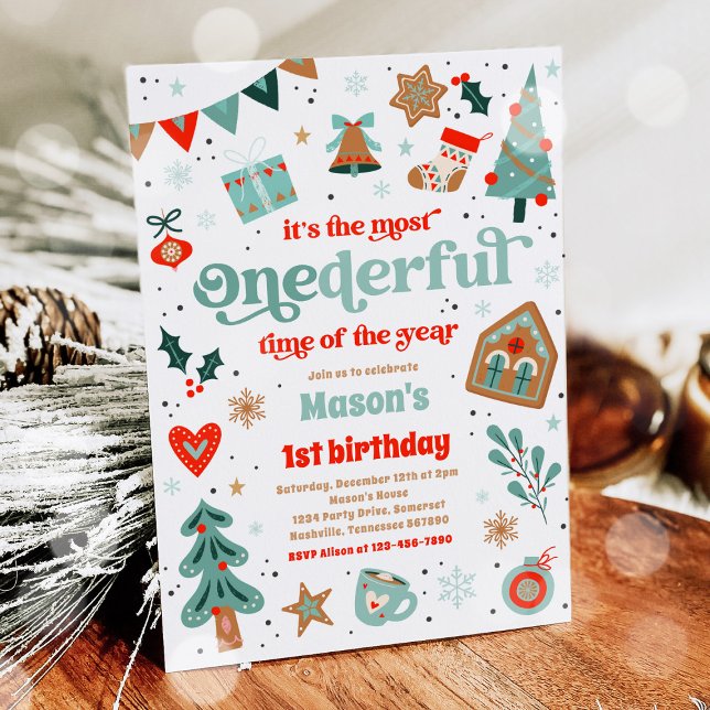 Convites Winter ONEderland Blue Christmas Festa de aniversá (Criador carregado)