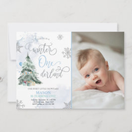 Convites Winter Onederland Boy Blue Winter primeiro anivers