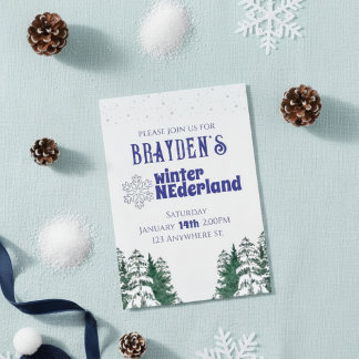 Convites "Winter ONEderland" Boy's 1st birthday invitation