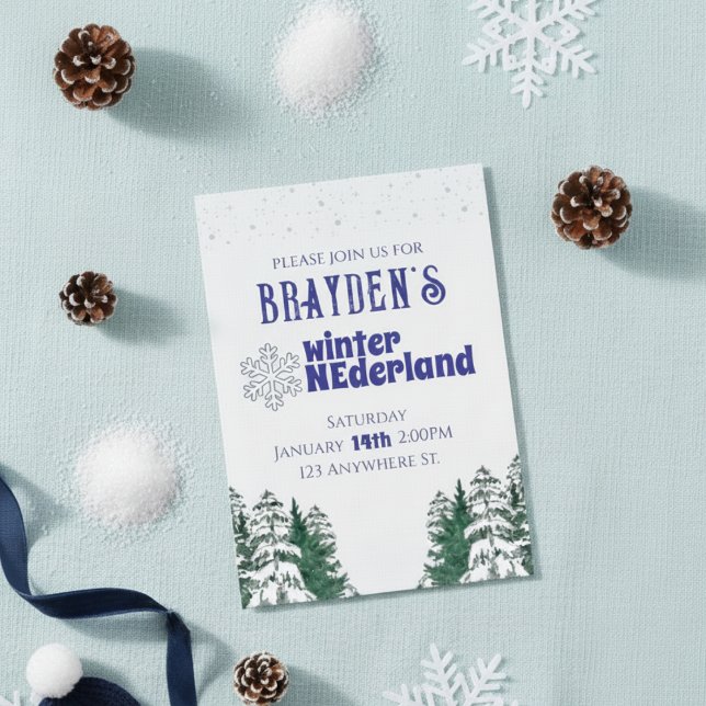 Convites "Winter ONEderland" Boy's 1st birthday invitation (Criador carregado)