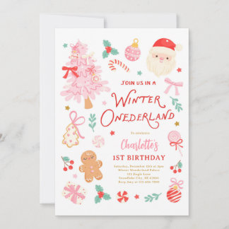 Convites Winter Onederland Christmas 1st Birthday Party