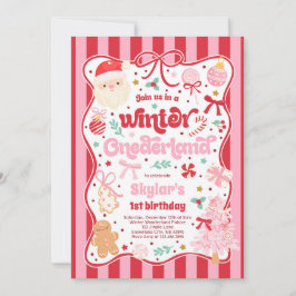 Convites Winter Onederland Christmas Coquette Bow Birthday
