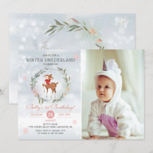 Convites Winter Onederland Deer Baby Foto De Primeiro Anive