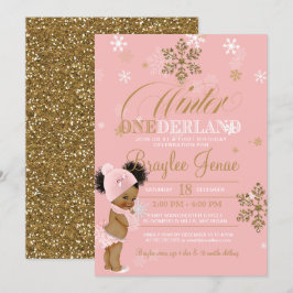 Convites Winter Onederland First Birthday Afro-Puff Baby