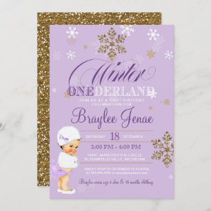 Convites Winter Onederland First Birthday Brunette Baby