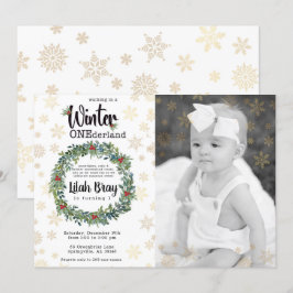 Convites Winter ONEderland First Birthday Photo Invitation