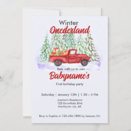 Convites Winter Onederland First Birthday Red Truck Present