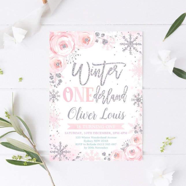 Convites Winter ONEderland Girl 1st Birthday Invitation (Criador carregado)
