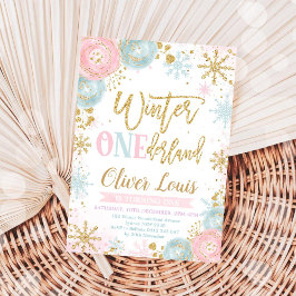 Convites Winter ONEderland Girl 1st Birthday Invitation