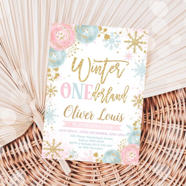 Convites Winter ONEderland Girl 1st Birthday Invitation (Criador carregado)
